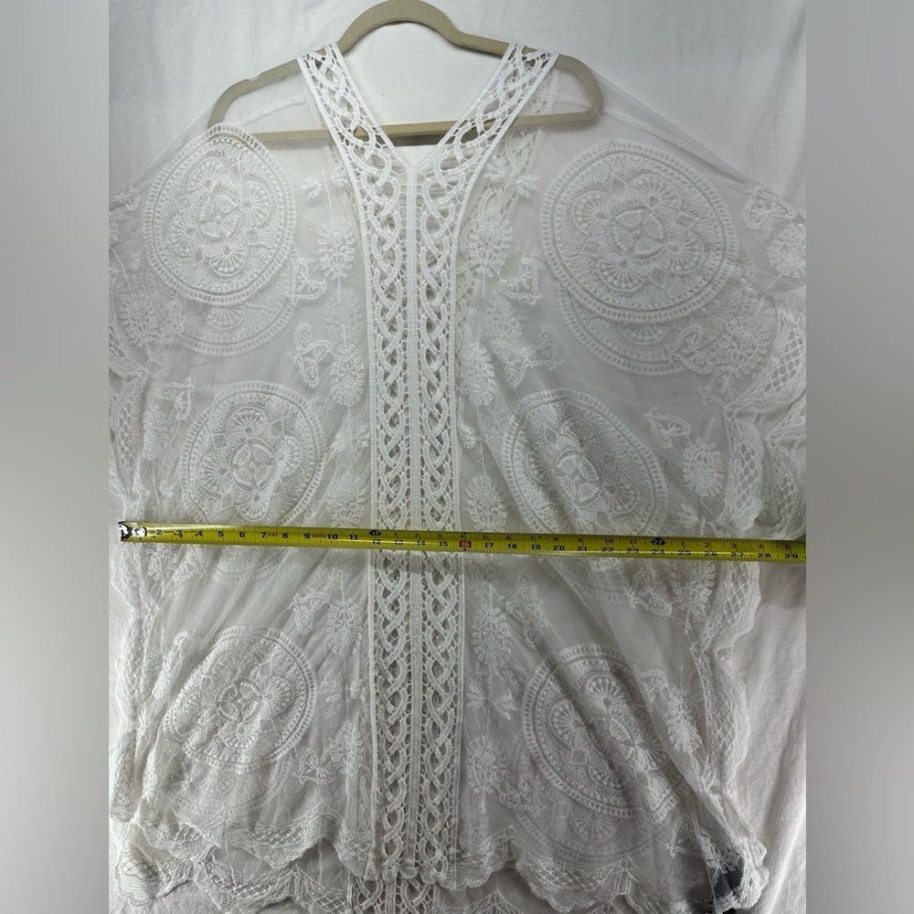 Vince Camuto Crochet Embroidered Lace Open Knit Mesh  Cover Up Tunic Kimono OS - Picture 5 of 12